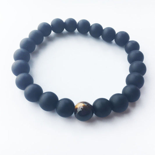 Dumb Black Frosted Stone Eye Bracelet